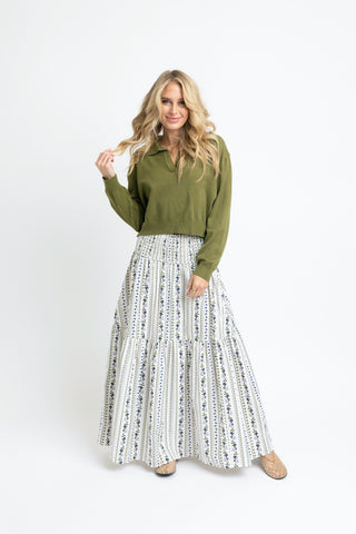 Karlie French Floral Tier Maxi Skirt