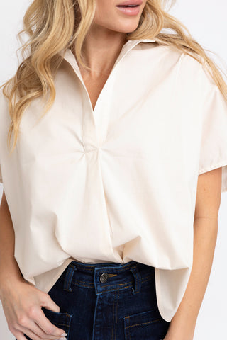 Karlie Solid Poplin Collared Top