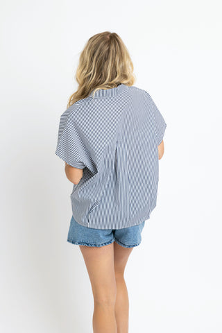 Karlie Stripe Poplin Collared Top
