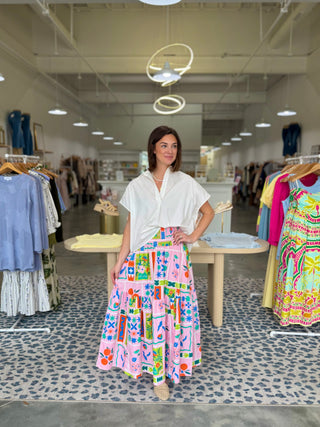 Karlie Artist Floral Tiered Maxi Skirt