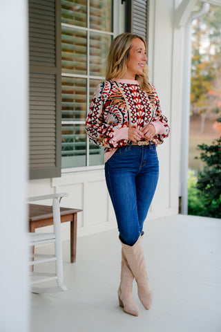 All The Right Hues Printed Sweater