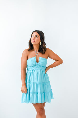 Feeling Festive Abstract Halter Dress