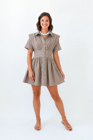 Karlie Poplin Striped Shirt Dress