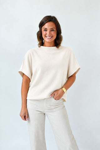 Mock & Roll Short Sleeve Sweater