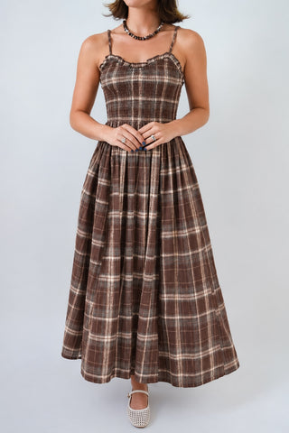 Simply Plaid Smocked Midi Dress
