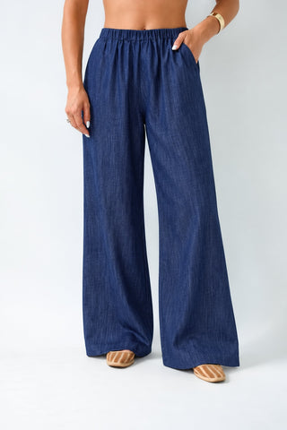 Karlie Denim Elastic Waist Pants