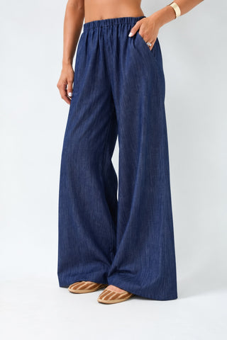 Karlie Denim Elastic Waist Pants