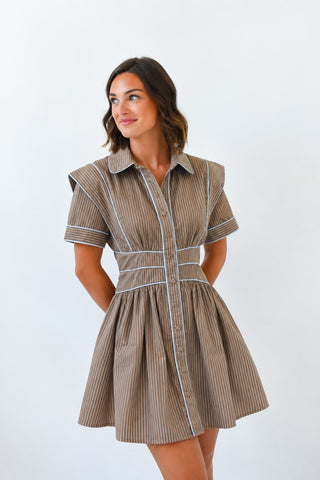 Karlie Poplin Striped Shirt Dress