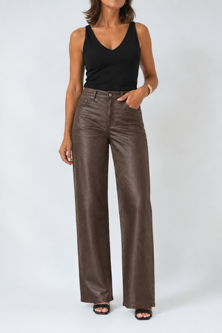 Hidden Ella Brown Coated Straight Leg Jeans