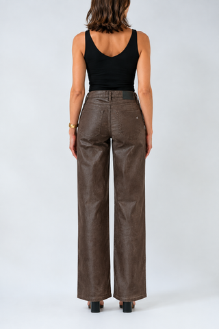 Hidden Ella Brown Coated Straight Leg Jeans