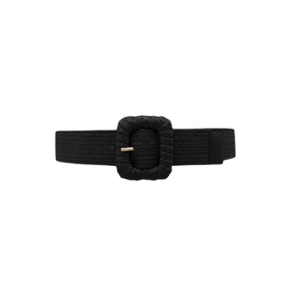 Rectangle Buckle Straw Stretch Belt