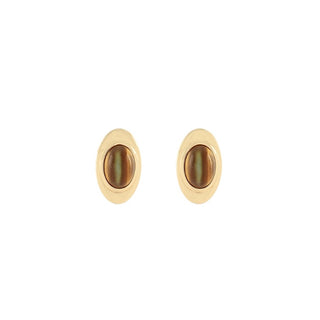 Framed Oval Stone Earrings