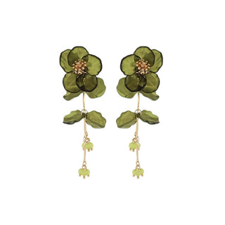Flower and Petal Long Earrings