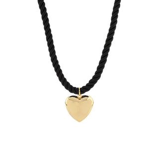 Bold Puffed Heart Cord Necklace