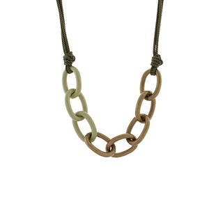 4 Layered Cord Oval Chain Necklace
