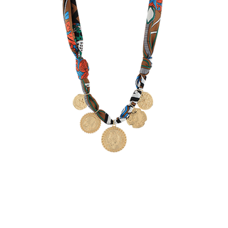 Multi Coin Charm Scarf Necklace