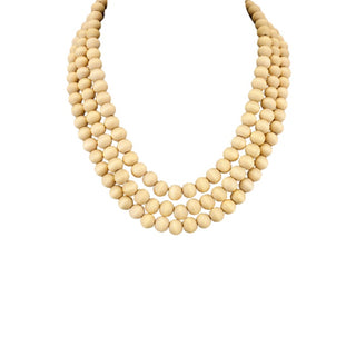 3 Row Color Wood Ball Necklace