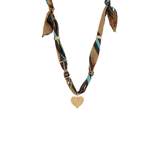 Textured Heart Charm Scarf Necklace