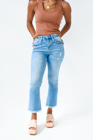 Flying Monkey High Rise Frayed Hem Kick Flare