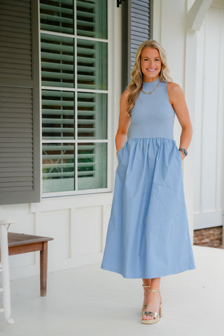 Karlie Solid Mock Maxi Dress