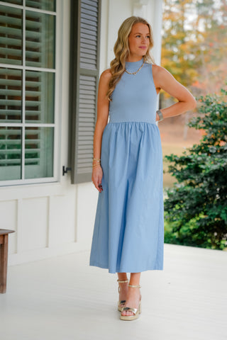 Karlie Solid Mock Maxi Dress