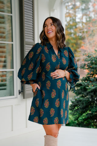 Wonder-fall Floral Collared Dress