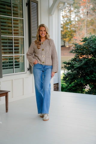 Going For Gold Buttoned Cardigan