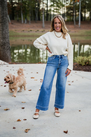 Flying Monkey High Rise Crop Wide Leg Jeans