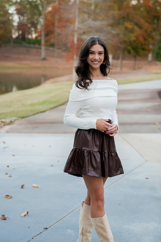 Brown Out Beauty Faux Leather Skirt