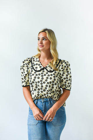 Classic Charm Floral Collared Top