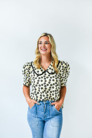 Classic Charm Floral Collared Top