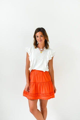 Orange Crush Ruffle Mini Skirt