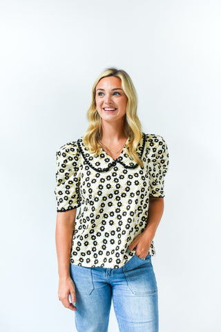 Classic Charm Floral Collared Top