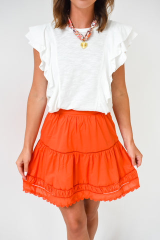 Orange Crush Ruffle Mini Skirt