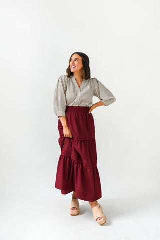 Wine About It Tiered Midi Skirt