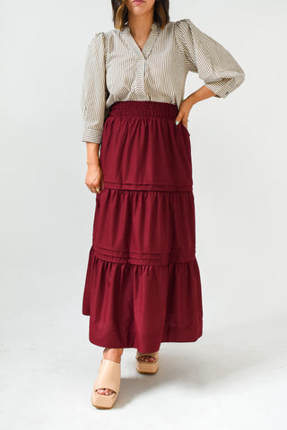 Wine About It Tiered Midi Skirt