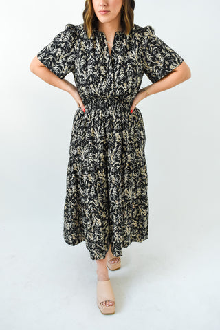 Prints Charming Smocked Waist Midi Dress