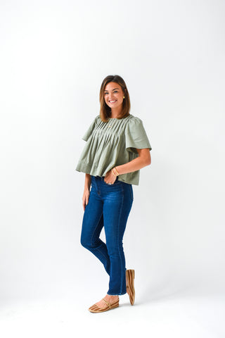 Softly Sage Pleated Top