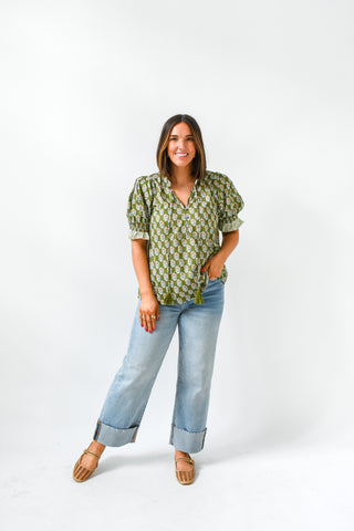 Olive The Flowers Floral Top
