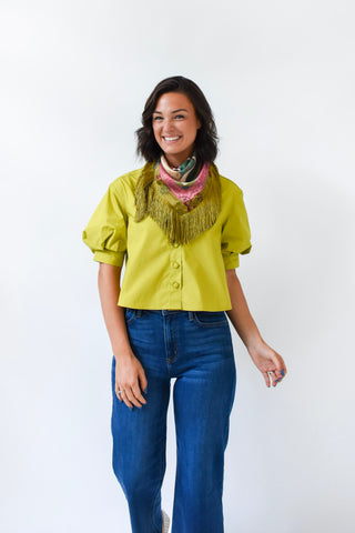 Karlie Poplin Puff Sleeve Top