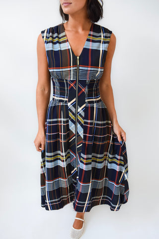 Plaid Perfect Zip Up Midi Dress