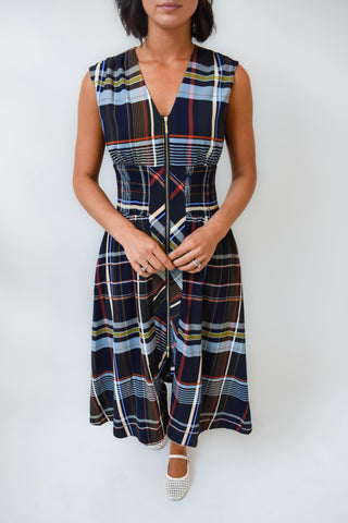 Plaid Perfect Zip Up Midi Dress