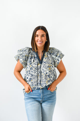 Slate Of Mind Floral Print Top