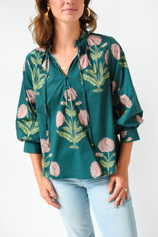 Floral Frenzy Bubble Sleeve Top