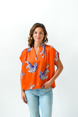 Roar-ange Crush Tiger Printed Top