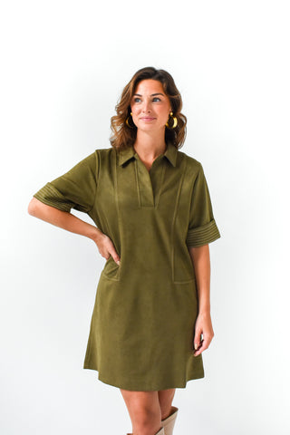 Suede Escape Collared Dress