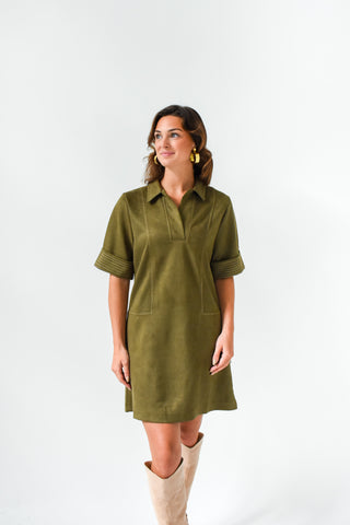 Suede Escape Collared Dress