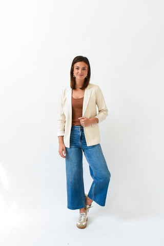 Faux Real Leather Blazer