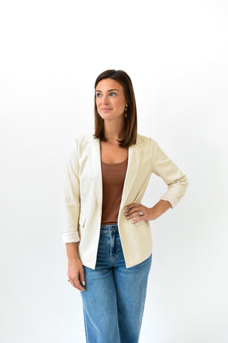 Faux Real Leather Blazer
