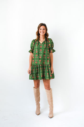 Olive Blooms Mini Dress